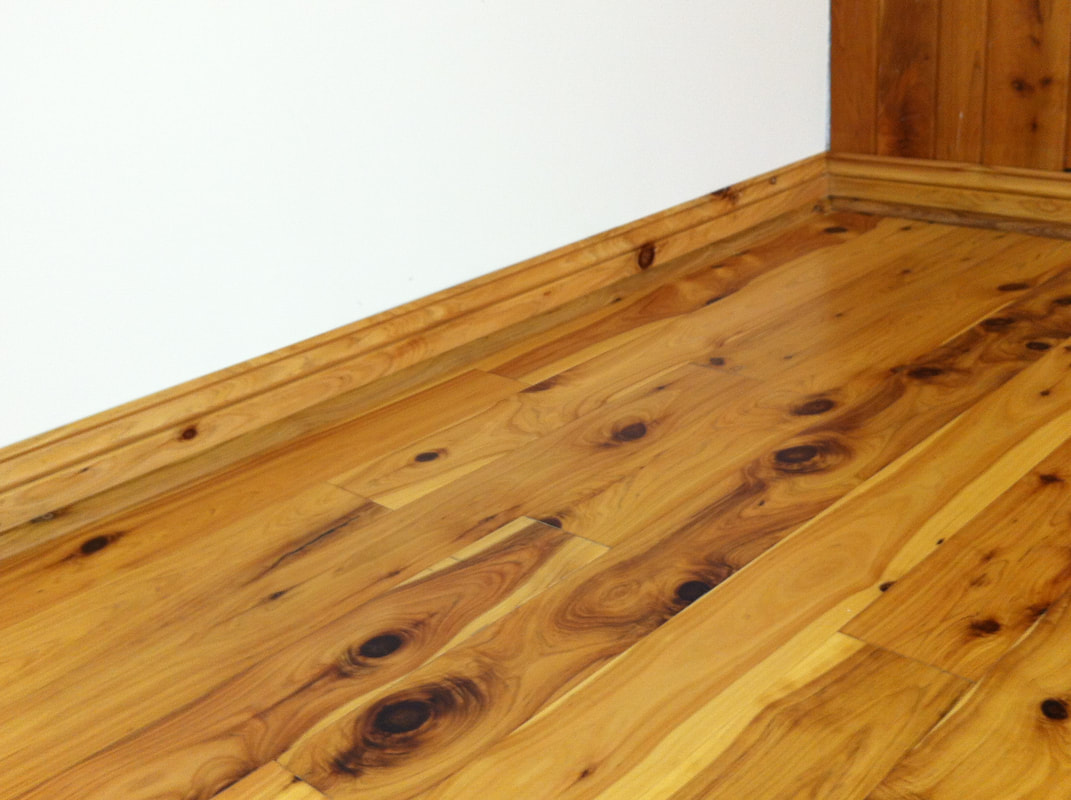 Photo: close up of Australian Cypress flooring, installed.