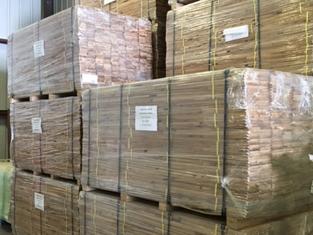 Photo: unfinished flooring stacked at Hurford Hardwoods USA warehouse, Winchester, VA